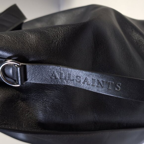 Black ALLSAINTS Paradise Tote Black Leather Calf Shoulder Purse & Pouch - Picture 11 of 13
